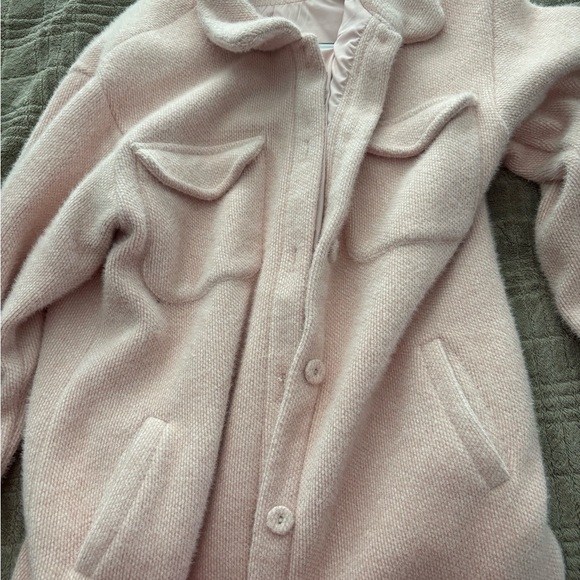 Allie Rose Jackets & Blazers - Soft Pink Button-Up Wool Coat
